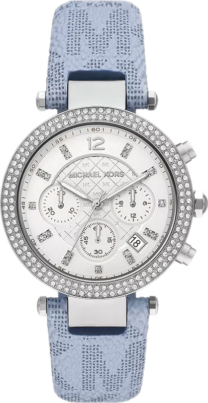 Michael Kors Parker Silver Dial Blue Leather Strap Watch For Women - MK6936 Authentic Buy Shop Now
