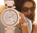 Michael Kors Parker Pink Dial Two Tone Steel Strap Watch for Women - MK5896 Authentic Buy Shop Now