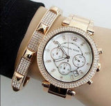 Michael Kors Parker White Dial with Diamonds Rose Gold Steel Strap Watch for Women - MK5491 Authentic Buy Shop Now