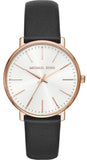 Michael Kors Pyper Quartz White Dial Black Leather Strap Watch For Women - MK2834 Authentic Buy Shop Now