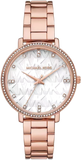 Michael Kors Pyper Three-Hand White Dial Rose Gold Steel Strap Watch For Women - MK4594 Authentic Buy Shop Now