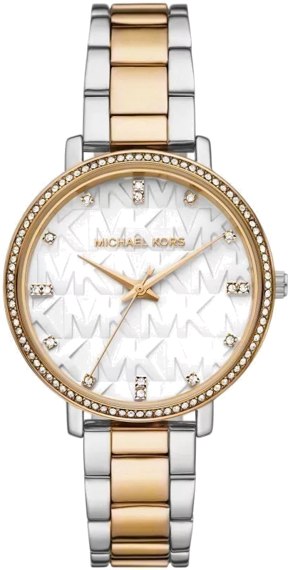 Michael Kors Pyper Three Hand White Dial Two Tone Steel Strap Watch For Women - MK4595 Authentic Buy Shop Now