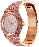 Michael Kors Raquel Three-Hand Crystals Pink Dial Rose Gold Steel Strap Watch For Women - MK7343 Authentic Buy Shop Now