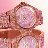Michael Kors Raquel Three-Hand Crystals Pink Dial Rose Gold Steel Strap Watch For Women - MK7343 Authentic Buy Shop Now