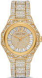 Michael Kors Raquel Three Hand Crystals Gold Dial Gold Steel Strap Watch For Women - MK7398 Authentic Buy Shop Now