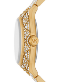 Michael Kors Raquel Three Hand Crystals Gold Dial Gold Steel Strap Watch For Women - MK7398 Authentic Buy Shop Now