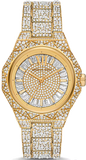 Michael Kors Raquel Three Hand Crystals Gold Dial Gold Steel Strap Watch For Women - MK7398 Authentic Buy Shop Now