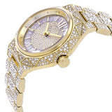 Michael Kors Raquel Three Hand Crystals Gold Dial Gold Steel Strap Watch For Women - MK7398 Authentic Buy Shop Now