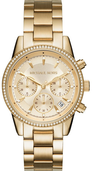 Michael Kors Ritz Gold Dial Gold Steel Strap Watch for Women - MK6356 Authentic Buy Shop Now