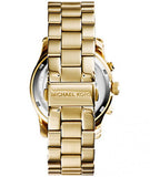 Michael Kors Runway Chronograph Orange Dial Gold Steep Strap Watch For Women - MK6162 Authentic Buy Shop Now