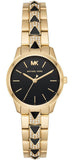 Michael Kors Runway Mercer Quartz Black Dial Two Tone Steel Strap Watch For Women - MK6672 Authentic Buy Shop Now