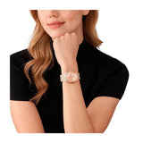 Michael Kors Runway Chronograph Rose Gold Dial Rose Gold Steel Strap Watch For Women - MK7324 Authentic Buy Shop Now
