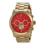 Michael Kors Runway Quartz Orange Dial Gold Steel Strap Watch For Women - MK5930 Authentic Buy Shop Now