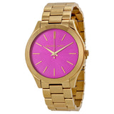 Michael Kors Slim Runway Pink Dial Rose Gold Steel Strap Watch for Women - MK3264 Authentic Buy Shop Now