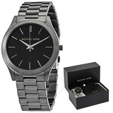 Michael Kors Slim Runway Quartz Black Dial Grey Steel Strap Watch For Men - MK1044 Authentic Buy Shop Now
