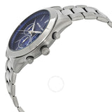 Michael Kors Slim Runway Chronograph Blue Dial Grey Steel Strap Watch For Men - MK8987 Authentic Buy Shop Now