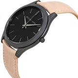 Michael Kors Slim Runway Black Dial Beige Leather Strap Watch For Men - MK8510 Authentic Buy Shop Now