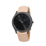 Michael Kors Slim Runway Black Dial Beige Leather Strap Watch For Men - MK8510 Authentic Buy Shop Now
