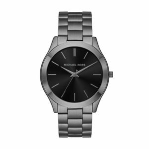 Michael Kors Slim Runway Quartz Black Dial Grey Steel Strap Watch For Men - MK1044 Authentic Buy Shop Now
