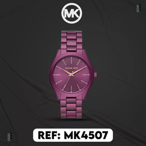 Michael Kors Slim Runway Quartz Purple Dial Purple Steel Strap Watch For Women - MK4507 Authentic Buy Shop Now