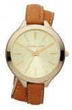 Michael Kors Runway Gold Dial Brown Leather Strap Watch For Women - MK2256 Authentic Buy Shop Now