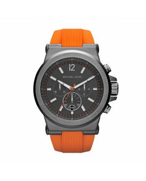 Michael Kors Dylan Chronograph Grey Dial Orange Rubber Strap Watch for Men - MK8296 Authentic Buy Shop Now