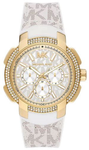 Michael Kors Sydney Quartz White Dial White Leather Strap Watch For Women - MK7221 Authentic Buy Shop Now