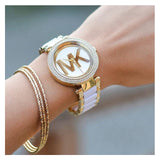 Michael Kors Parker White Dial Two Tone Steel Strap Watch for Women - MK6313 Authentic Buy Shop Now