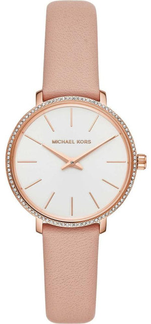 Michael Kors Pyper Analog White Dial Pink Leather Strap Watch For Women - MK2803 Authentic Buy Shop Now