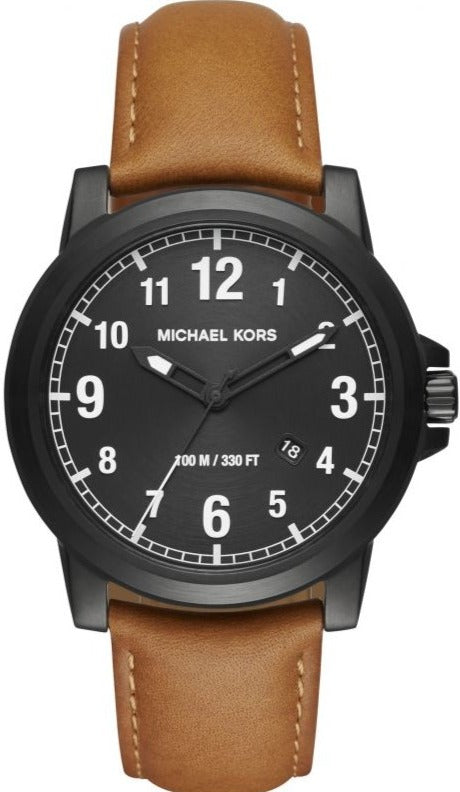 Michael Kors Paxton Analog Black Dial Brown Rubber Strap Watch For Men - MK8502 Authentic Buy Shop Now