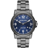 Michael Kors Paxton Analog Blue Dial Grey Steel Strap Watch For Men - MK8499 Authentic Buy Shop Now