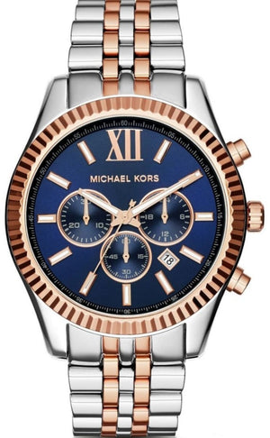 Michael Kors Lexington Blue Dial Two Tone Steel Strap Watch for Men - MK8412 Authentic Buy Shop Now