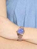 Michael Kors Lexington Quartz Blue Dial Rose Gold Steel Strap Watch For Women - MK3272 Authentic Buy Shop Now
