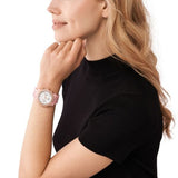 Michael Kors Runway Chronograph White Dial Pink Steel Strap Watch for Women - MK7424 Authentic Buy Shop Now