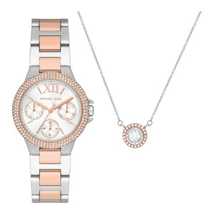 Michael Kors Camille Multifunction White Dial Two Tone Steel Strap Watch for Women - MK1054 Authentic Buy Shop Now