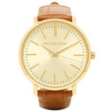 Michael Kors Jaryn Quartz Gold Dial Brown Leather Strap Watch For Women - MK2496 Authentic Buy Shop Now