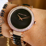 Michael Kors Parker Mother of Pearl Black Dial Two Tone Steel Strap Watch for Women - MK6414 Authentic Buy Shop Now