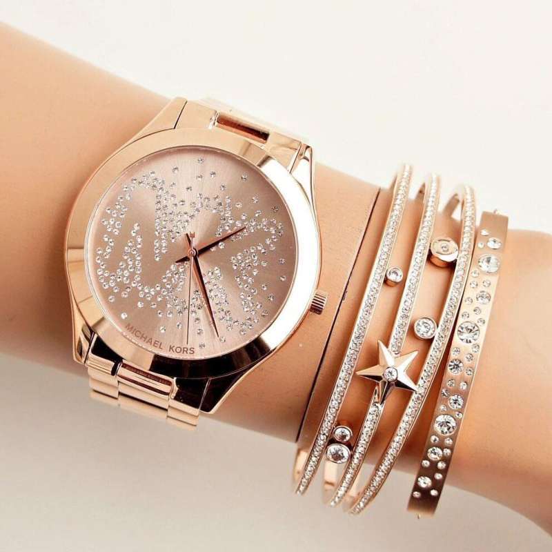 Michael Kors Slim Runway Rose Gold Dial Rose Gold Steel Strap Watch for Women - MK3591 Authentic Buy Shop Now