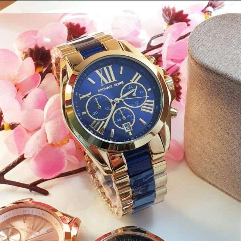 Michael Kors Bradshaw Navy Blue Dial Two Tone Steel Strap Watch for Women - MK6268 Authentic Buy Shop Now