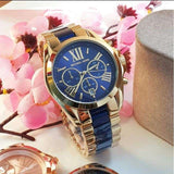 Michael Kors Bradshaw Navy Blue Dial Two Tone Steel Strap Watch for Women - MK6268 Authentic Buy Shop Now