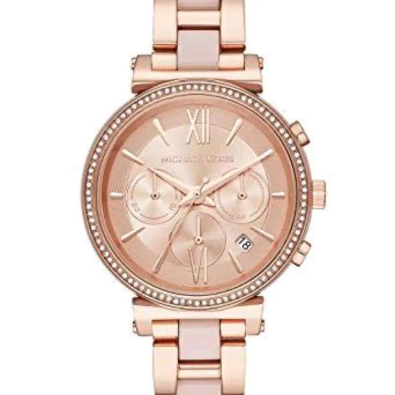 Michael Kors Sofie Chronograph Rose Gold Dial Rose Gold Steel Strap Watch For Women - MK6560 Authentic Buy Shop Now