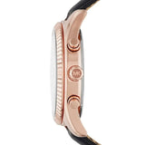 Michael Kors Lexington Chronograph Rose Gold Dial Black Leather Strap Watch For Men - MK8516 Authentic Buy Shop Now
