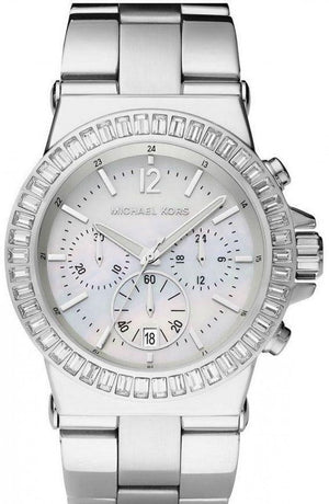 Michael Kors Dylan Glitz Chronograph White Dial Silver Steel Strap Watch For Women - MK5411 Authentic Buy Shop Now