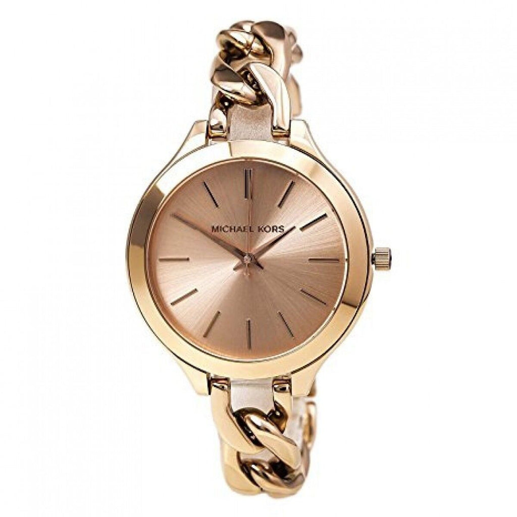 Michael Kors Slim Runway Rose Gold Dial Rose Gold Steel Strap Watch for Women - MK3223 Authentic Buy Shop Now