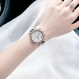 Michael Kors Parker Chronograph White Dial Two Tone Leather Strap Watch For Women - MK6950 Authentic Buy Shop Now