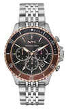 Michael Kors Bayville Chronograph Black Dial Silver Steel Strap Watch For Men - MK8725 Authentic Buy Shop Now