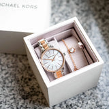 Michael Kors Pyper Quartz Mother of Pearl White Dial Two Tone Steel Strap Watch For Women - MK1066 Authentic Buy Shop Now