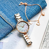Michael Kors Pyper Quartz Mother of Pearl White Dial Two Tone Steel Strap Watch For Women - MK1066 Authentic Buy Shop Now
