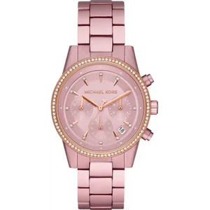 Michael Kors Ritz Chronograph Rose Gold Dial Rose Gold Steel Strap Watch For Women - MK6753 Authentic Buy Shop Now