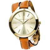 Michael Kors Runway Gold Dial Brown Leather Strap Watch For Women - MK2256 Authentic Buy Shop Now